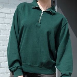 Brandy Melville Forest Green Quarter Zip Sweatshirt